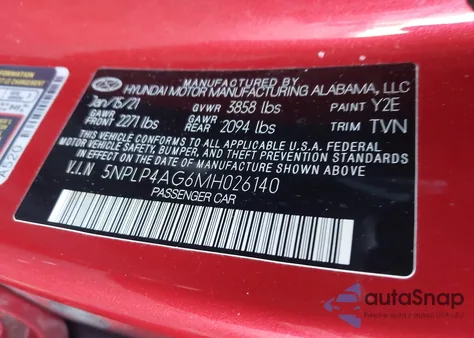 2021 Hyundai Elantra Limited from USA, damaged, VIN 5NPLP4AG6MH026140